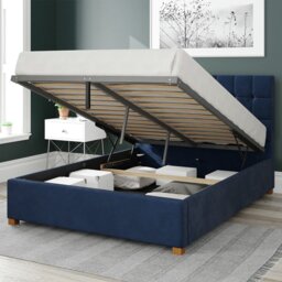 Aspire Sinatra Velvet Double Ottoman Bedframe - Navy - thumbnail 2