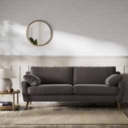 Habitat Lomond Velvet 4 Seater Sofa - Grey - Dark Leg - thumbnail 2