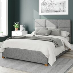 Aspire Caine Twill Double Ottoman Bedframe - Grey - thumbnail 1