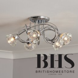 BHS Sagitarius Glass 5 Light Flush to Ceiling Light - Chrome - thumbnail 2