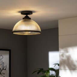 Argos Home Eumee Pressed Glass Flush Ceiling Light - Gunmetal