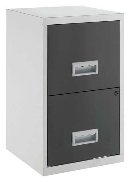 Pierre Henry 2 Drawer Metal Filing Cabinet - Silver & Black - image 1