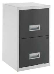 Pierre Henry 2 Drawer Metal Filing Cabinet - Silver & Black - thumbnail 1