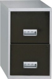 Pierre Henry 2 Drawer Metal Filing Cabinet - Silver & Black - thumbnail 2