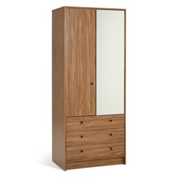 Argos Home Malibu 2 Door 3 Drawer Mirror Wardrobe - Walnut - thumbnail 2
