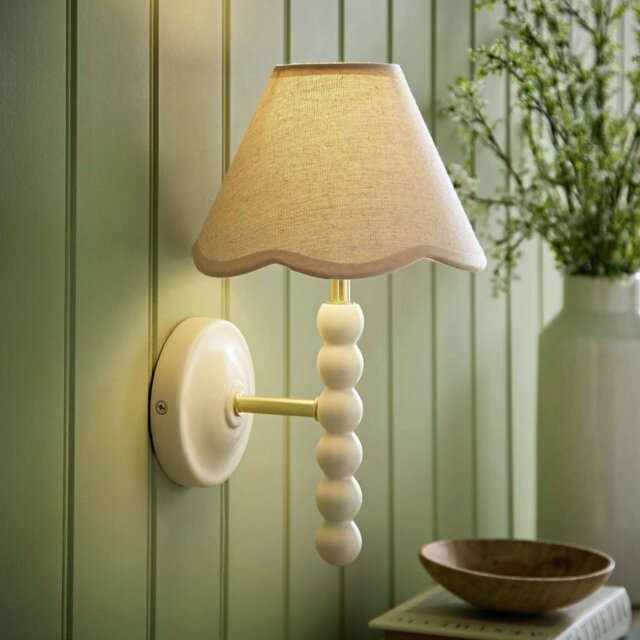 ValueLights Bobble Wooden Wall Light - Cream - image 1