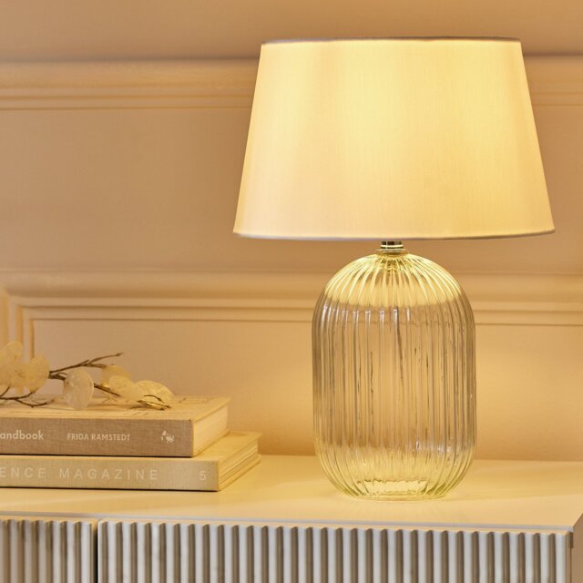 Argos Home Ribbed Clear Glass Table Lamp 36cm - White - image 1