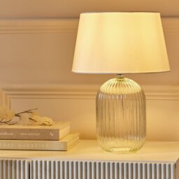 Argos Home Ribbed Clear Glass Table Lamp 36cm - White