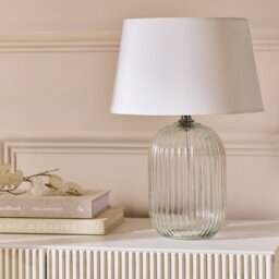 Argos Home Ribbed Clear Glass Table Lamp 36cm - White - thumbnail 2