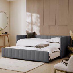 Argos Home Pandora Velvet Trundle Day Bed - Grey - thumbnail 2