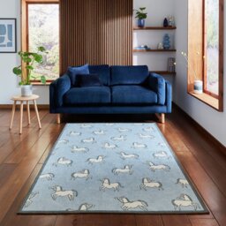 Scion Canter Mist Blue Flatweave Rug - 152x230cm