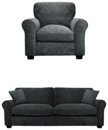 Argos Home Taylor Fabric Chair & 4 Seater Sofa - Grey
