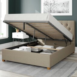 Aspire Olivier Linen Kingsize Ottoman Bedframe - Natural - thumbnail 2