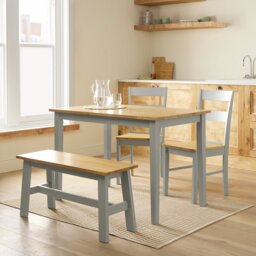 Argos Home Chicago Grey Dining Table, 1 Bench & 2 Chairs - thumbnail 1