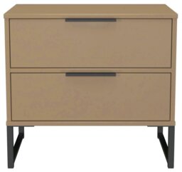 Livara Ready Assembled Messina 2 Drawer Bedside Table -Beige - thumbnail 2