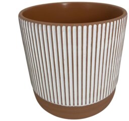 Habitat Hand Painted Terracotta Large Planter - Orange
