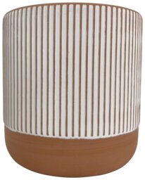 Habitat Hand Painted Terracotta Large Planter - Orange - thumbnail 2