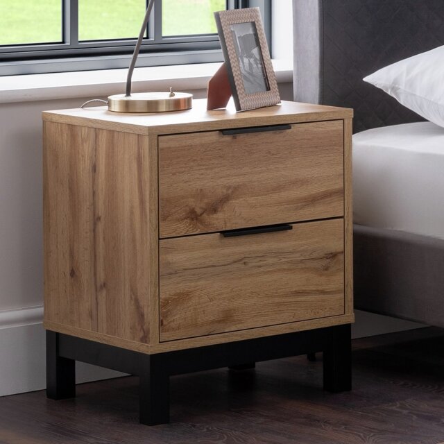 Julian Bowen Bali 2 Drawer Bedside Table - Oak - image 1