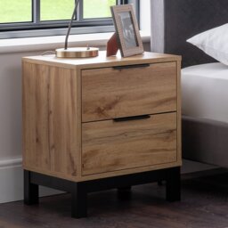 Julian Bowen Bali 2 Drawer Bedside Table - Oak - thumbnail 1