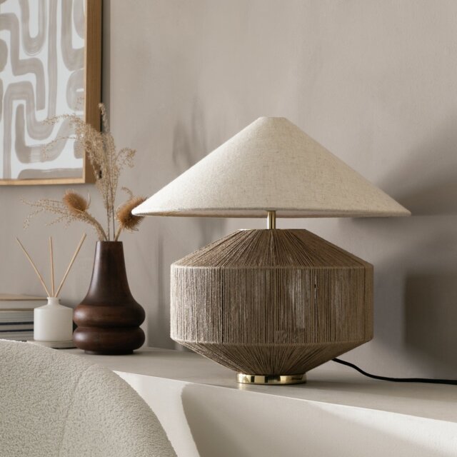 Habitat Jute Wrapped 37cm Table Lamp - Gold & Natural - image 1