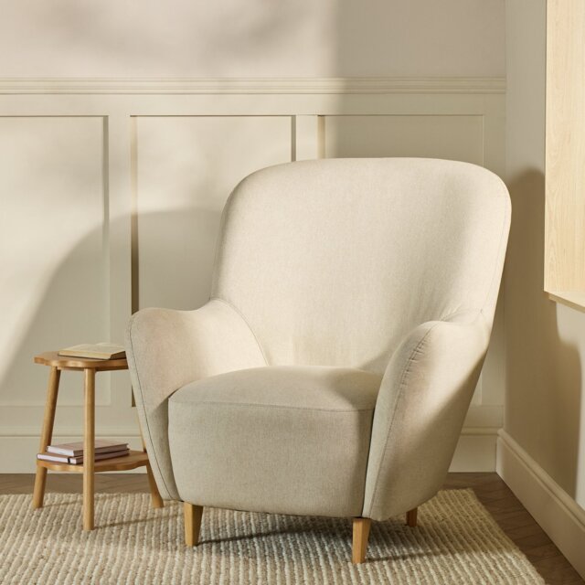 Habitat Denham Fabric Wingback Chair - Taupe - image 1