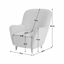Habitat Denham Fabric Wingback Chair - Taupe - thumbnail 2