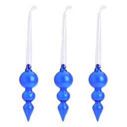 Argos Home Pack of 3 Blue Glass Finials Christmas Decoration - thumbnail 2