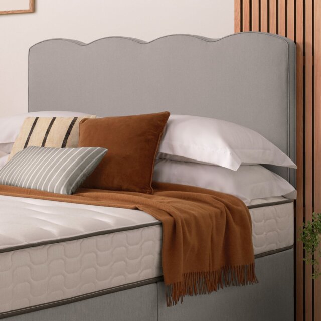 Silentnight Wave Velvet Kingsize Headboard - Light Grey - image 1