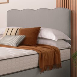 Silentnight Wave Velvet Kingsize Headboard - Light Grey - thumbnail 1