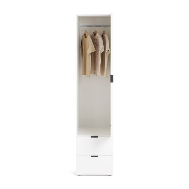 Argos Home Zeke 1 Door 2 Drawer Wardrobe - White - image 1