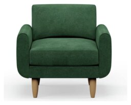 Hutch Velvet Round Arm Armchair - Sage Green - thumbnail 1
