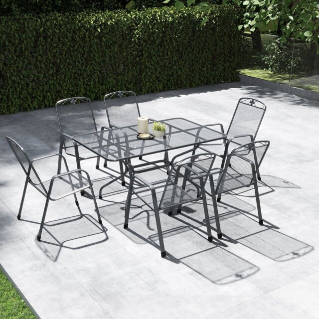Pacific Savoy Seater Metal Patio Set Grey by Argos