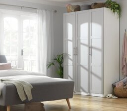Habitat Munich Panelled 3 Door Wardrobe - White - thumbnail 2