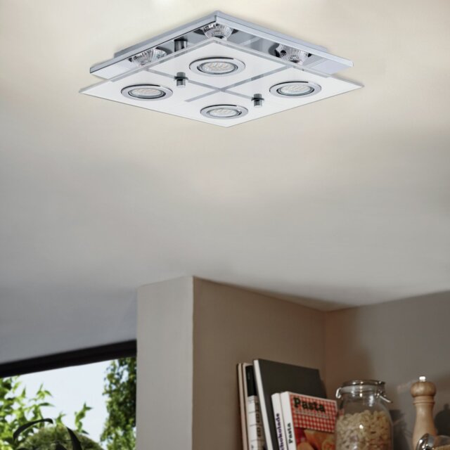 Eglo Cabo Small 4 Light Glass Shade Ceiling Light - Chrome - image 1