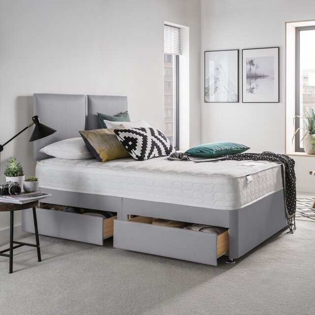 Silentnight Hatfield Kingsize 4 Drawer Divan Bed - Grey - image 1