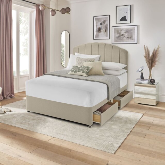 Silentnight Kingsize 4 Drawer Divan Bed Base - Sandstone - image 1