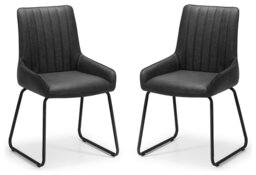 Julian Bowen Soho Pair of Faux Leather Dining Chairs - thumbnail 2