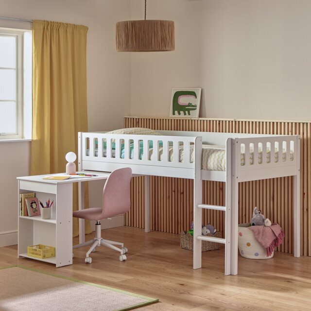 Habitat Kids Ronnie Single Midsleeper & Desk - White - image 1
