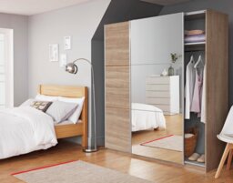 Habitat Holsted Half Mirror 180cm Sliding Wardrobe - Grey - thumbnail 2
