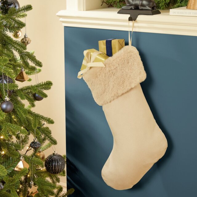 Habitat Taupe Fur Christmas Stocking - image 1