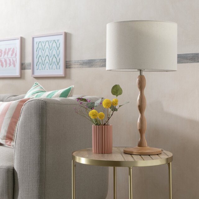 Habitat Bobbin 55cm Ash Wood Stick Table Lamp - Natural - image 1