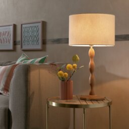 Habitat Bobbin 55cm Ash Wood Stick Table Lamp - Natural - thumbnail 2