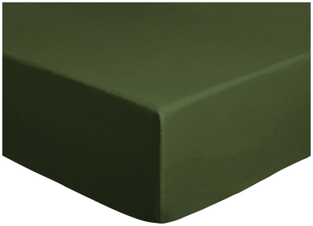 Habitat Cotton Brushed Plain Green Fitted Sheet - Double - image 1