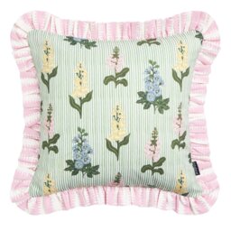 Argos Home Floral Printed Ruffle Cushion Green - 43x43cm - thumbnail 2