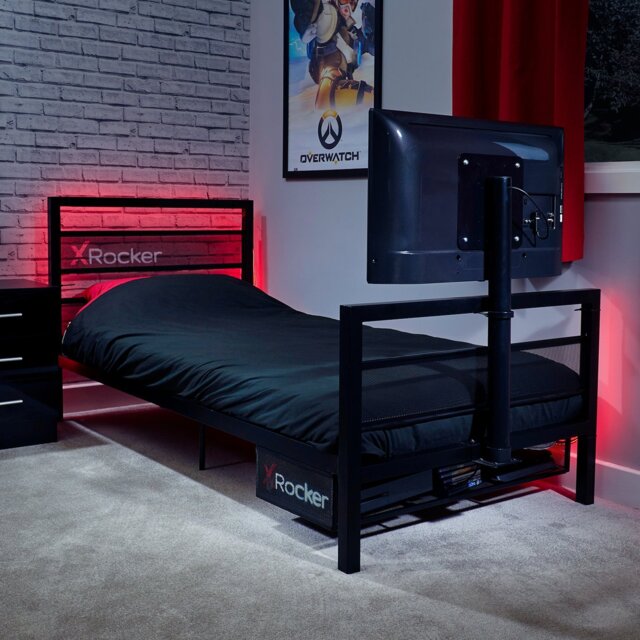 X Rocker BaseCamp TV and Gaming Bed Frame - Black - image 1
