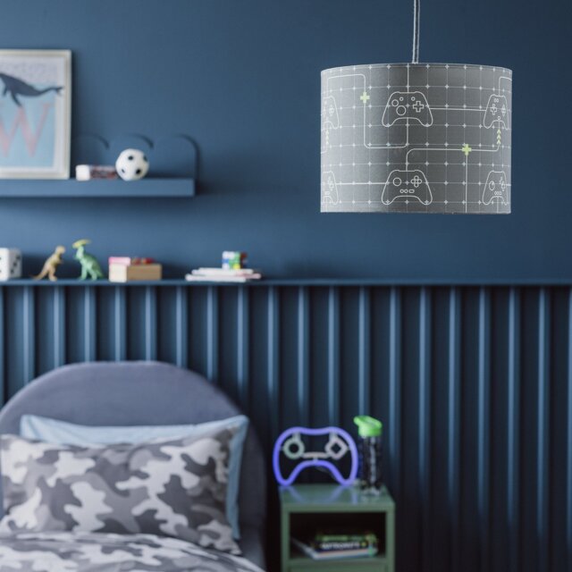Argos Home Kids Grey Glow in Dark Lampshade - 25cm - image 1