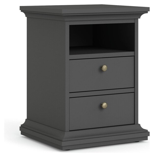 Tvilum  Paris 2 Drawer Bedside Table - Grey - image 1