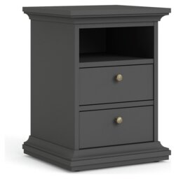 Tvilum  Paris 2 Drawer Bedside Table - Grey - thumbnail 1