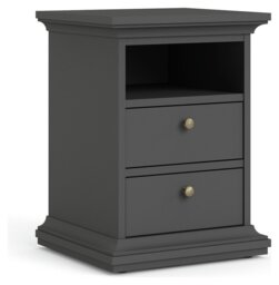 Tvilum  Paris 2 Drawer Bedside Table - Grey