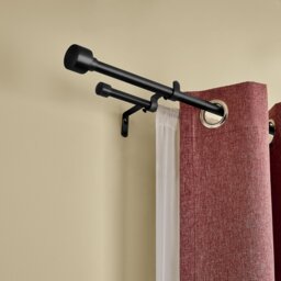 Argos Home Extendable Metal Stud Black Double Curtain Pole - 120 - 210cm - thumbnail 2
